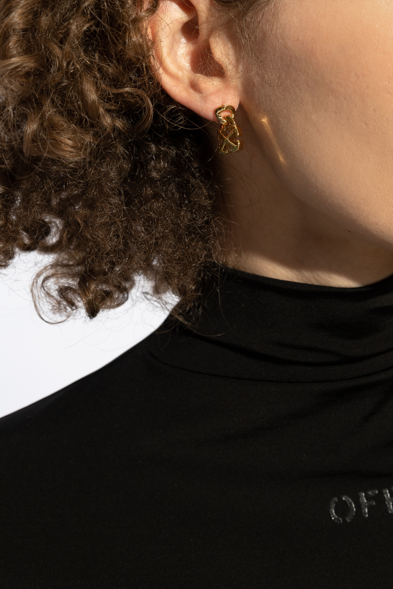 Off-white Logo Earrings In Yellow