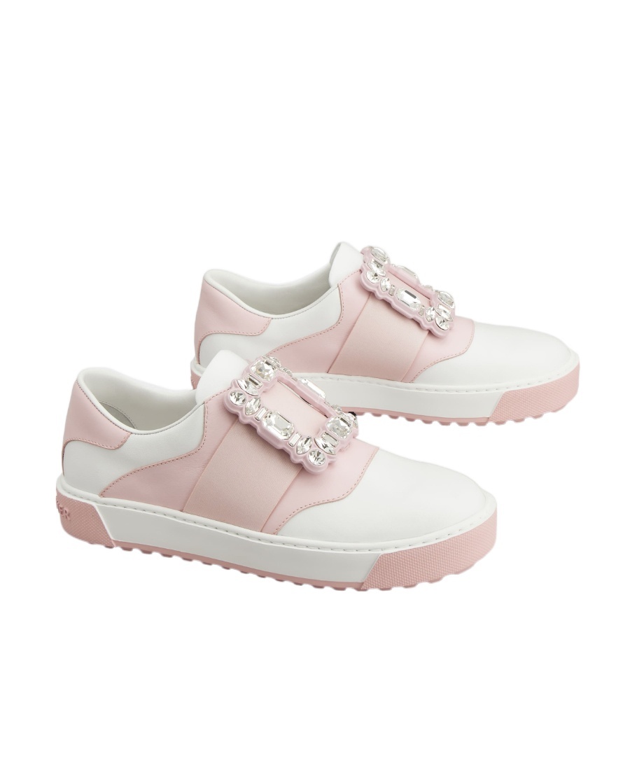 Shop Roger Vivier Very Vivier Diamond-button Sneakers In Nude