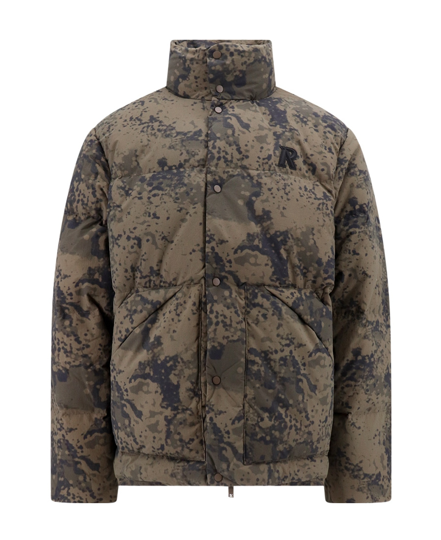 Shop Represent Logo-embroidered Camouflage Puffer Jacket In Black