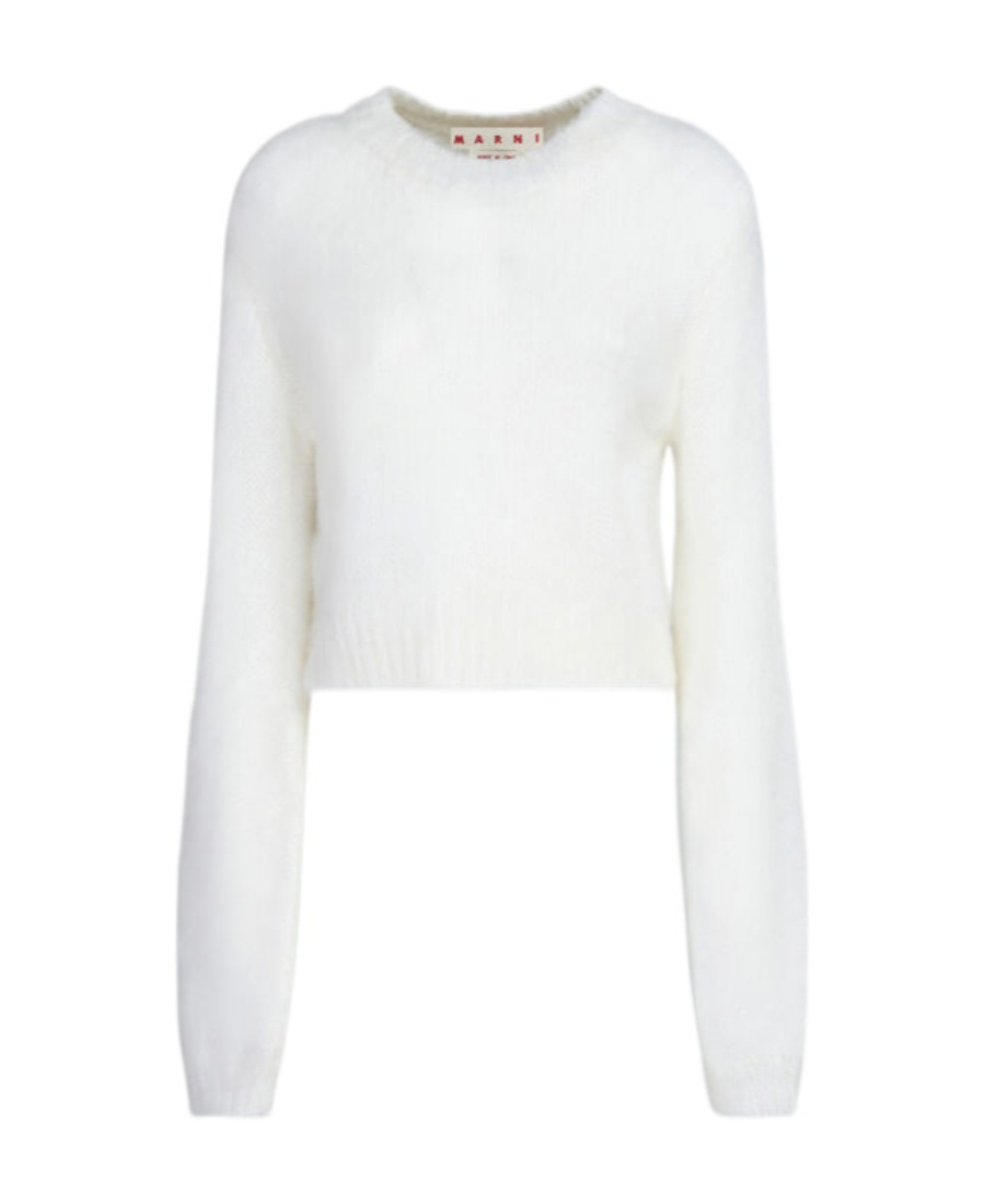 Marni Round-neck Cropped Jumper In White