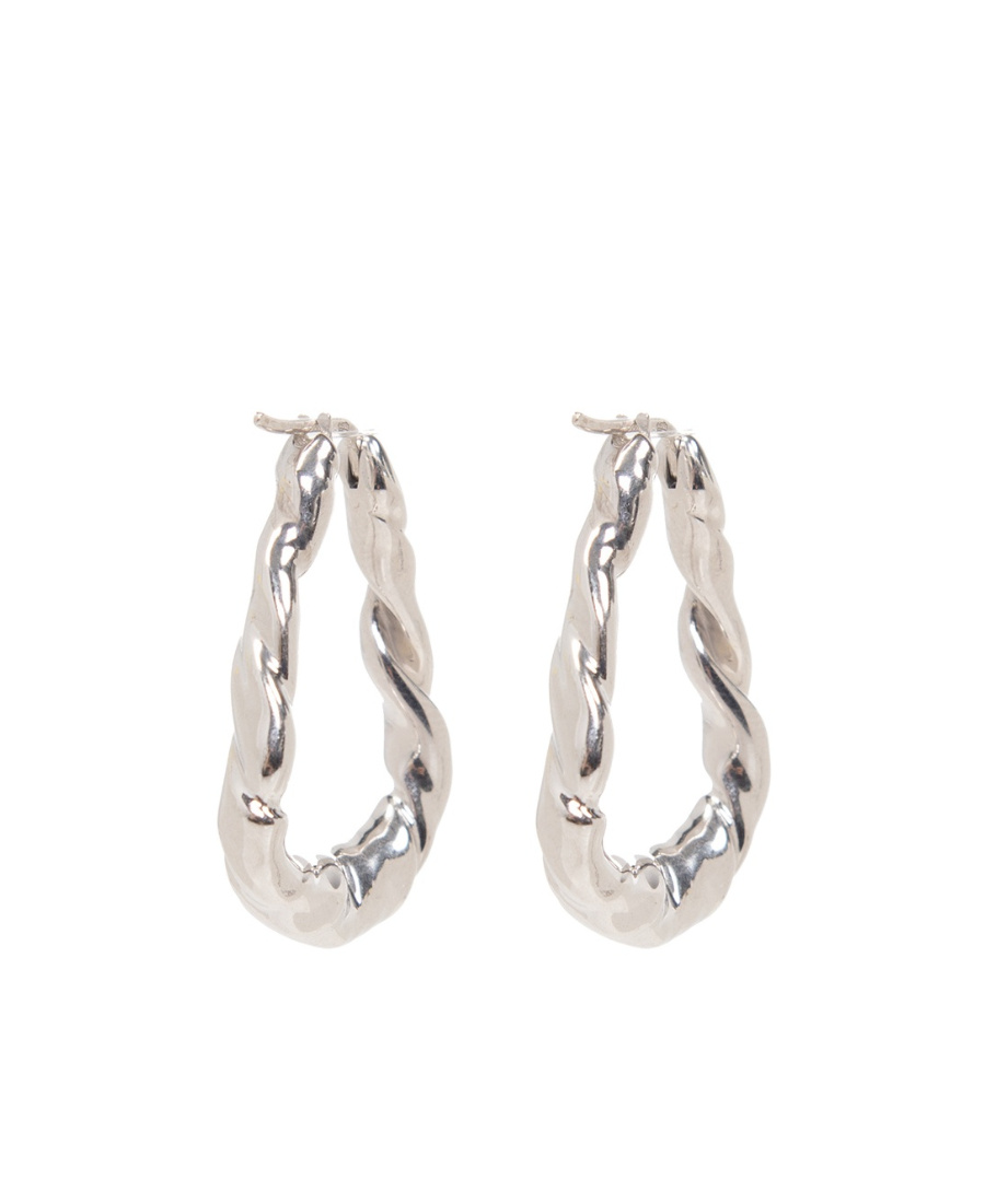 Loewe Engraved-logo Detail Hoop Earrings In Yellow