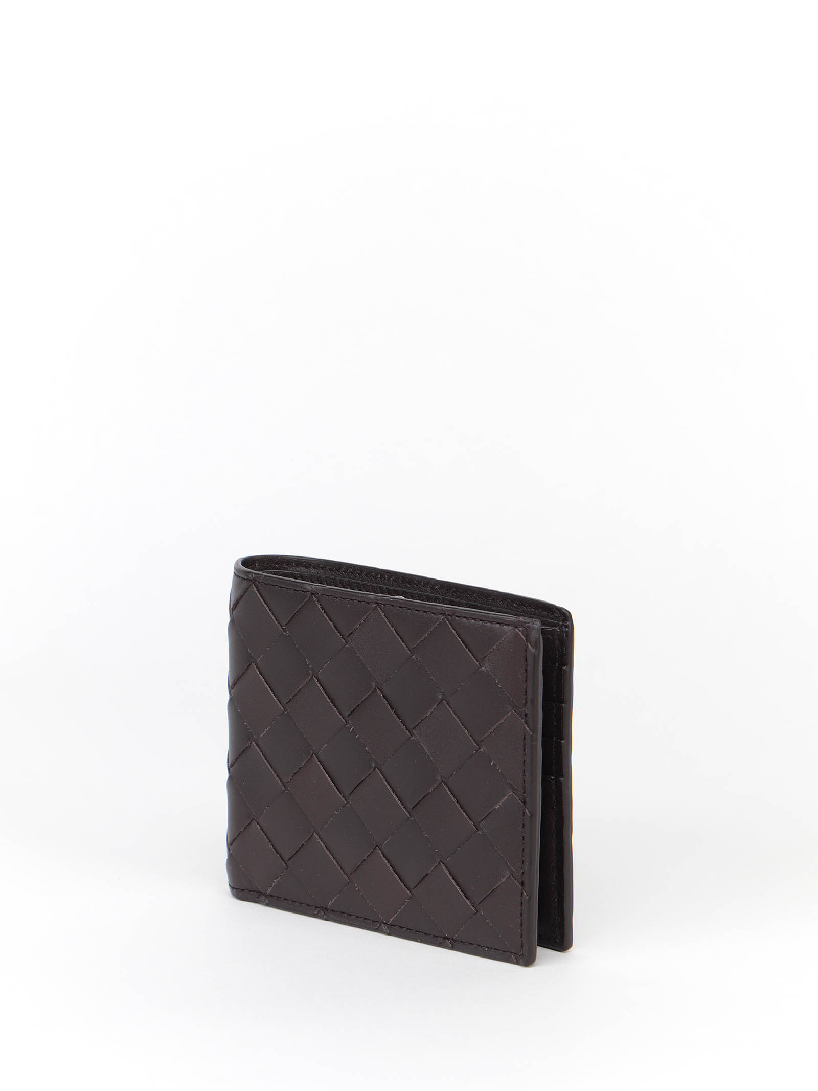 Bottega Veneta Men Leather Wallet With Intrecciato Motif In Black