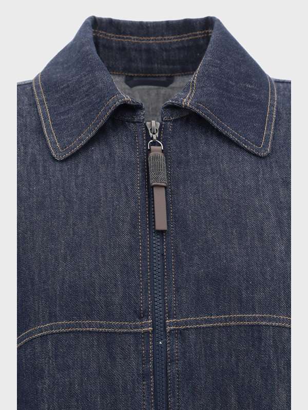 Brunello Cucinelli Long-sleeved Denim Shirt With Bow In Black