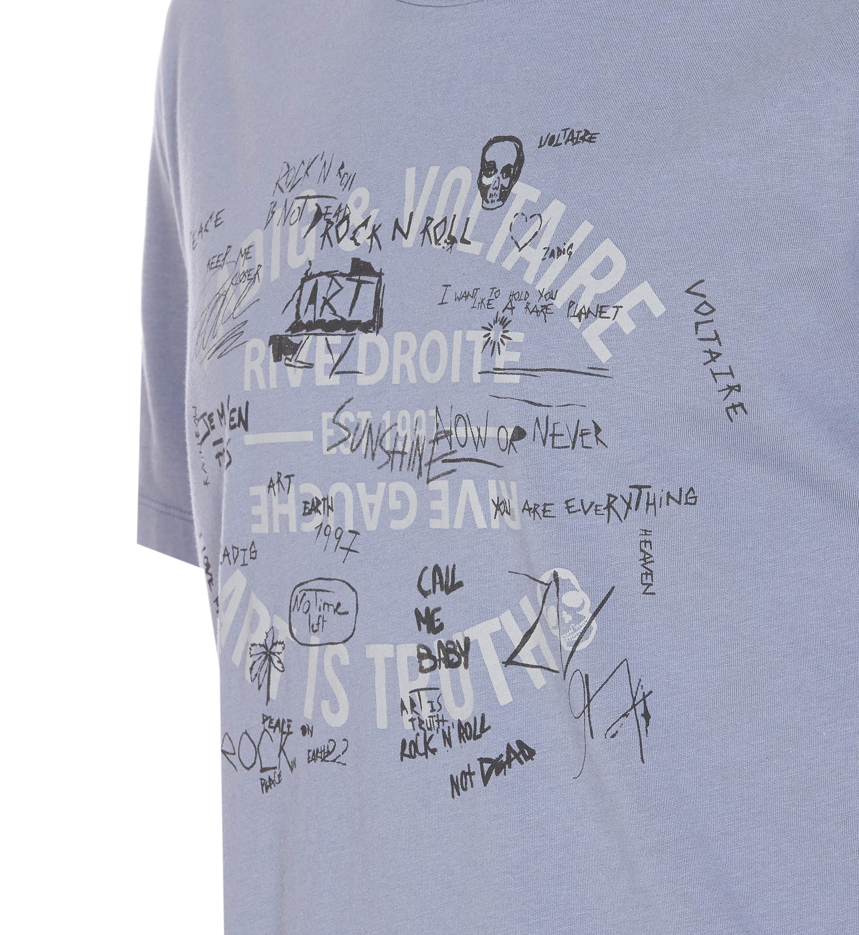 Zadig & Voltaire Tommy Graffiti Logo Graphic Tee In Blue