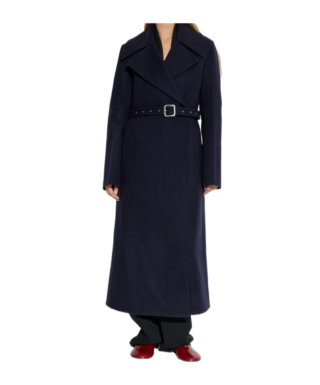 Jil Sander Belted Coat In Blue