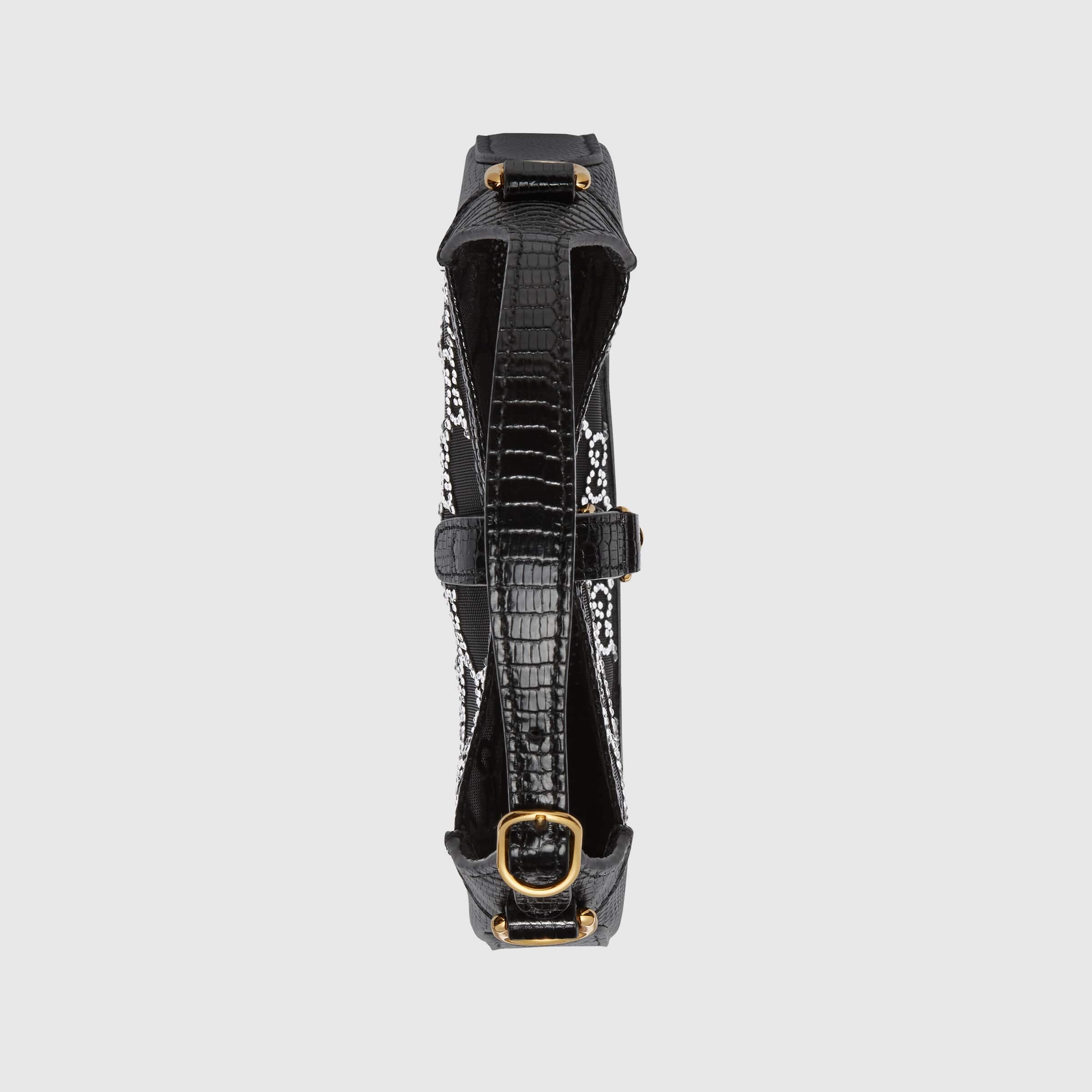 Gucci Crystal Gg Handbag In Black