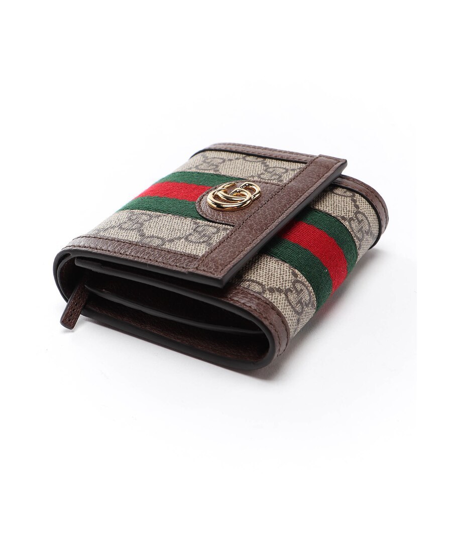 Gucci Ophidia Gg French Flap Wallet In Green