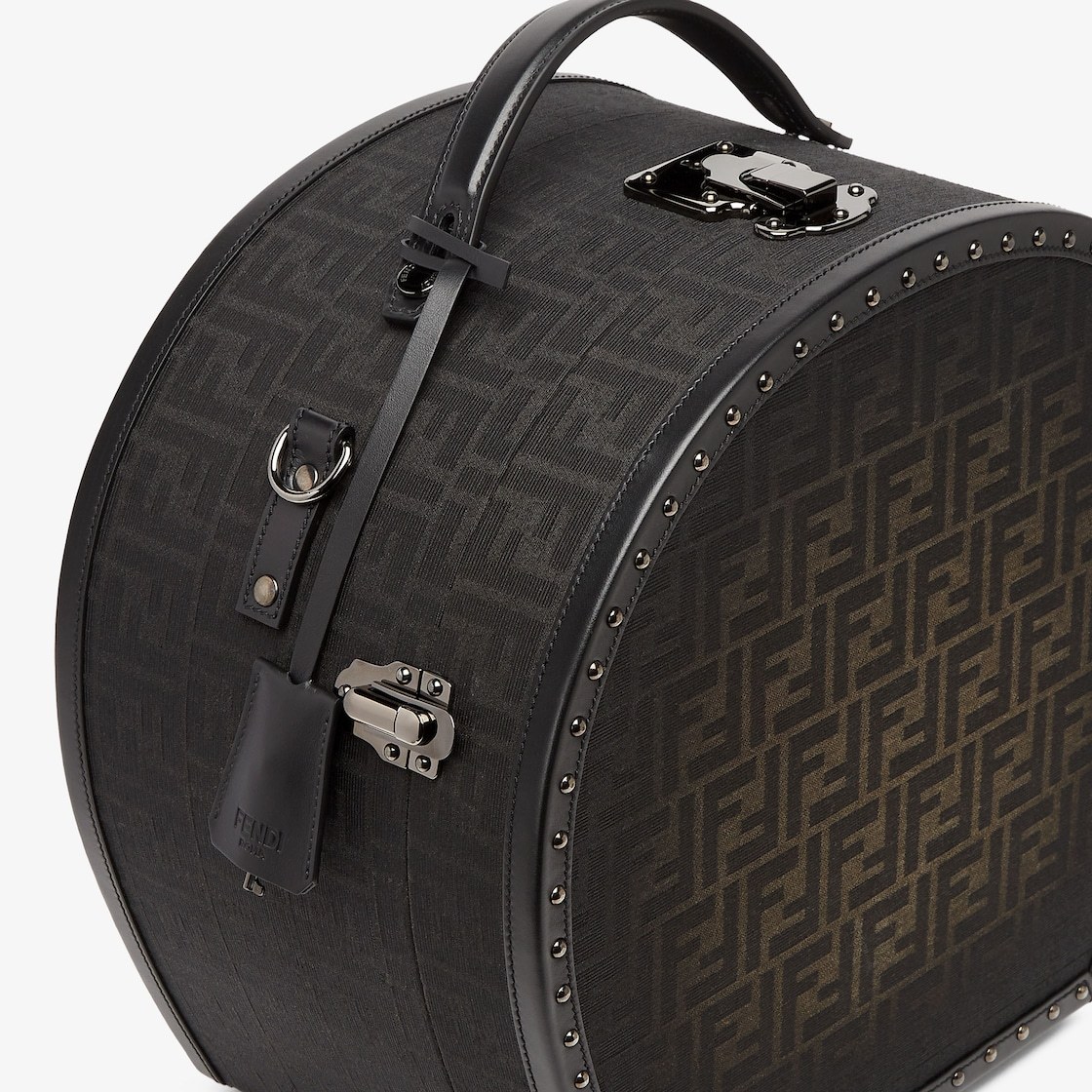 Fendi Ff Jacquard Travel Hat Box In Black