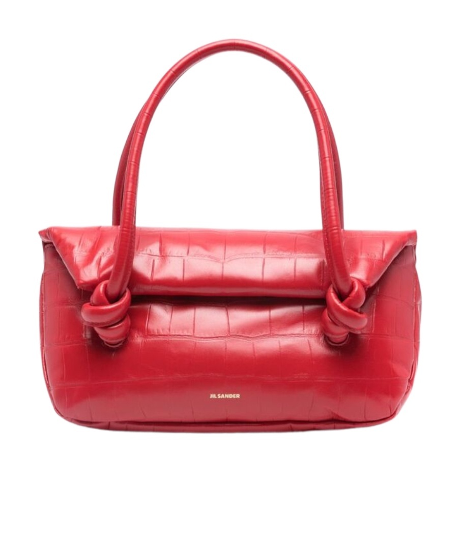 Jil Sander Small Crocodile-effect Shoulder Bag In Red
