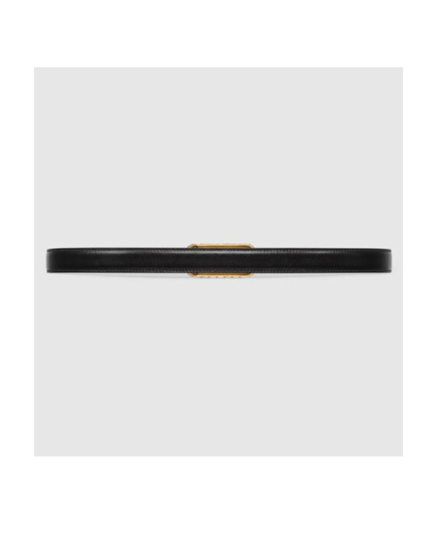 Gucci Luxurious Black Leather Belt With Crystal-embellished Double G Logo Buckle In Black