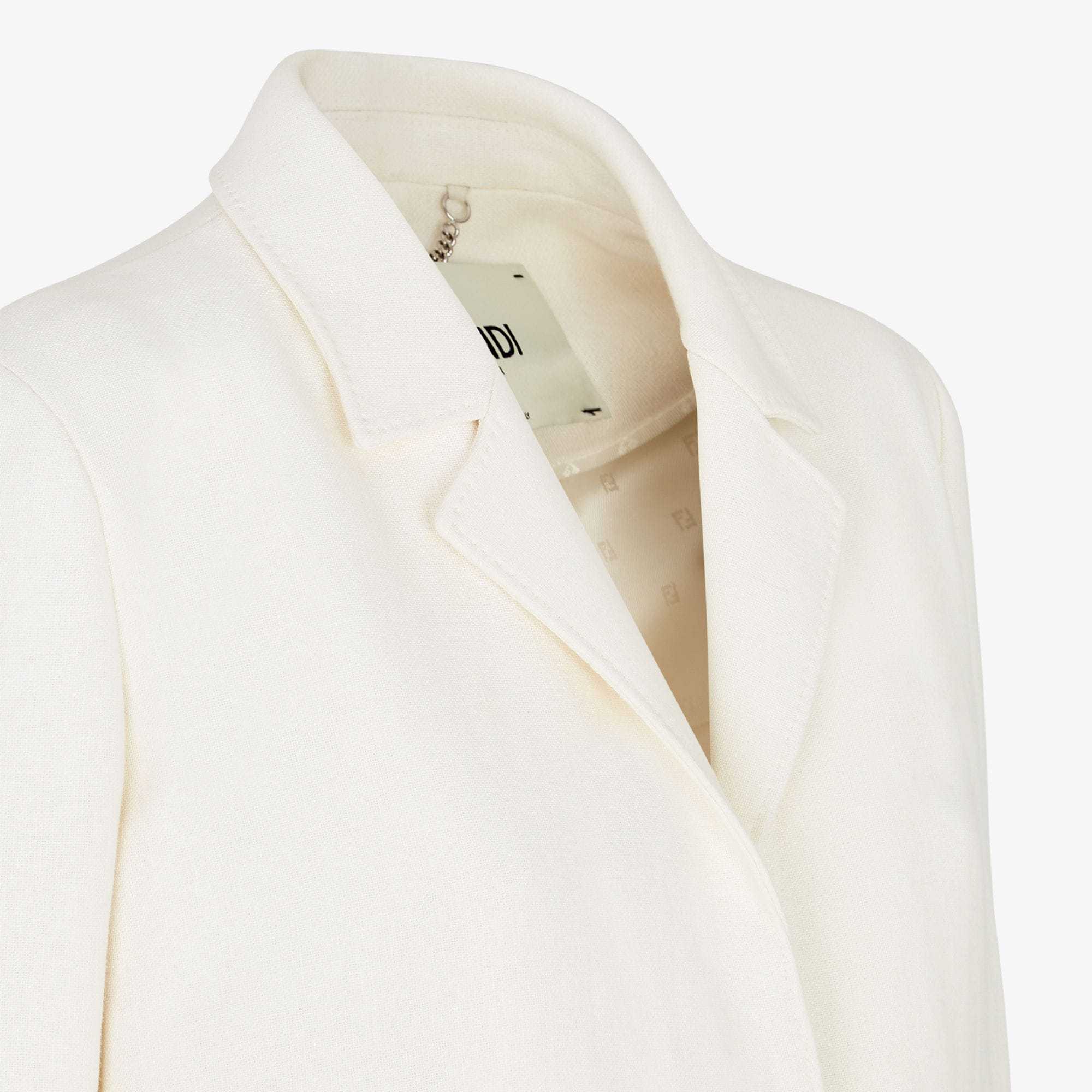 Fendi Mantel Long Sleeved Midi Coat In White