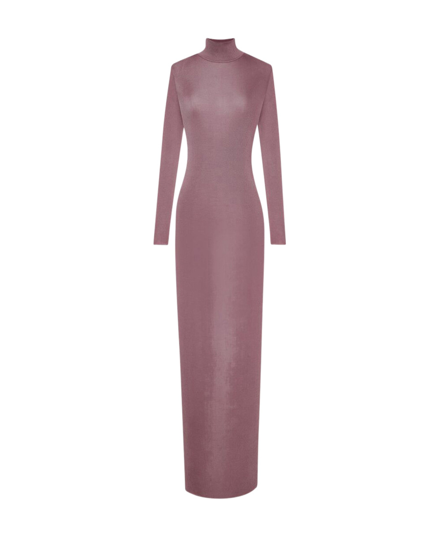 Saint Laurent Long Dress In Tight-fitting And Semi-transparent Viscose In Multi