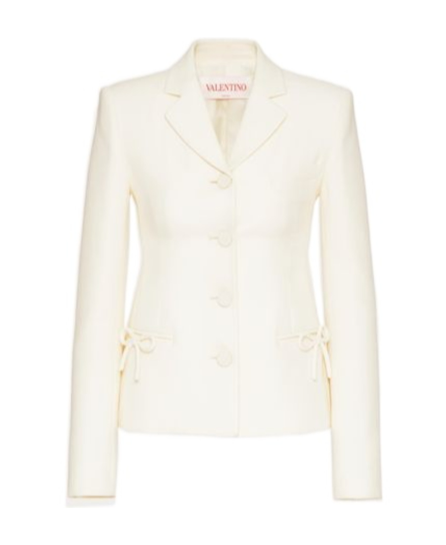 Valentino Crepe Couture Jacket Woman Ivory 38 In White