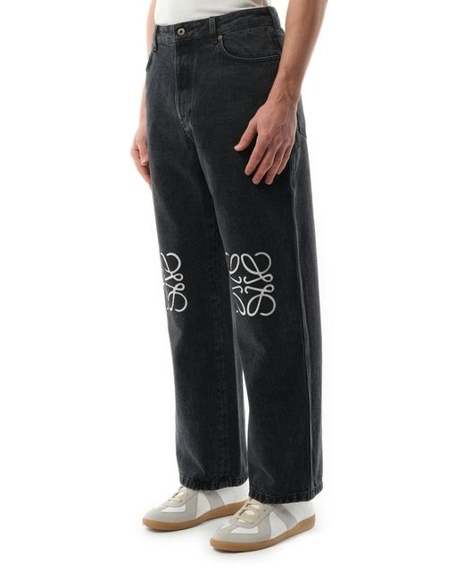 Loewe Mens Black Anagram-embellished Straight-leg Jeans In Black