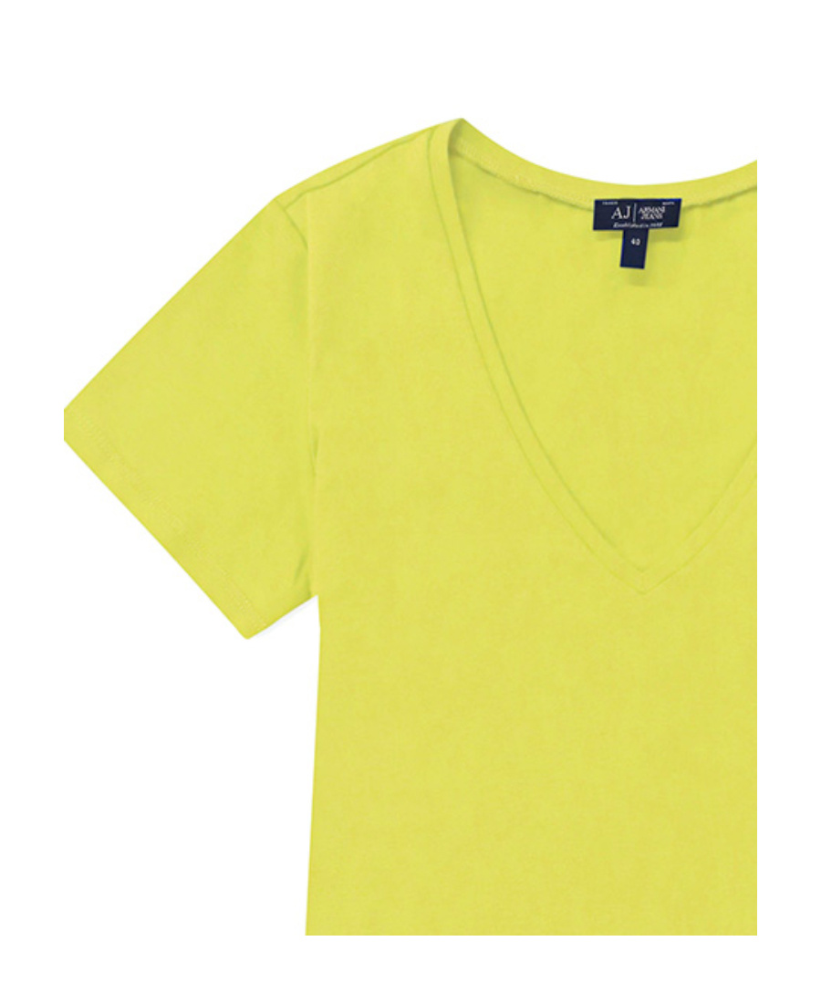 Armani Jeans V-collar Short-sleeved T-shirt In Yellow