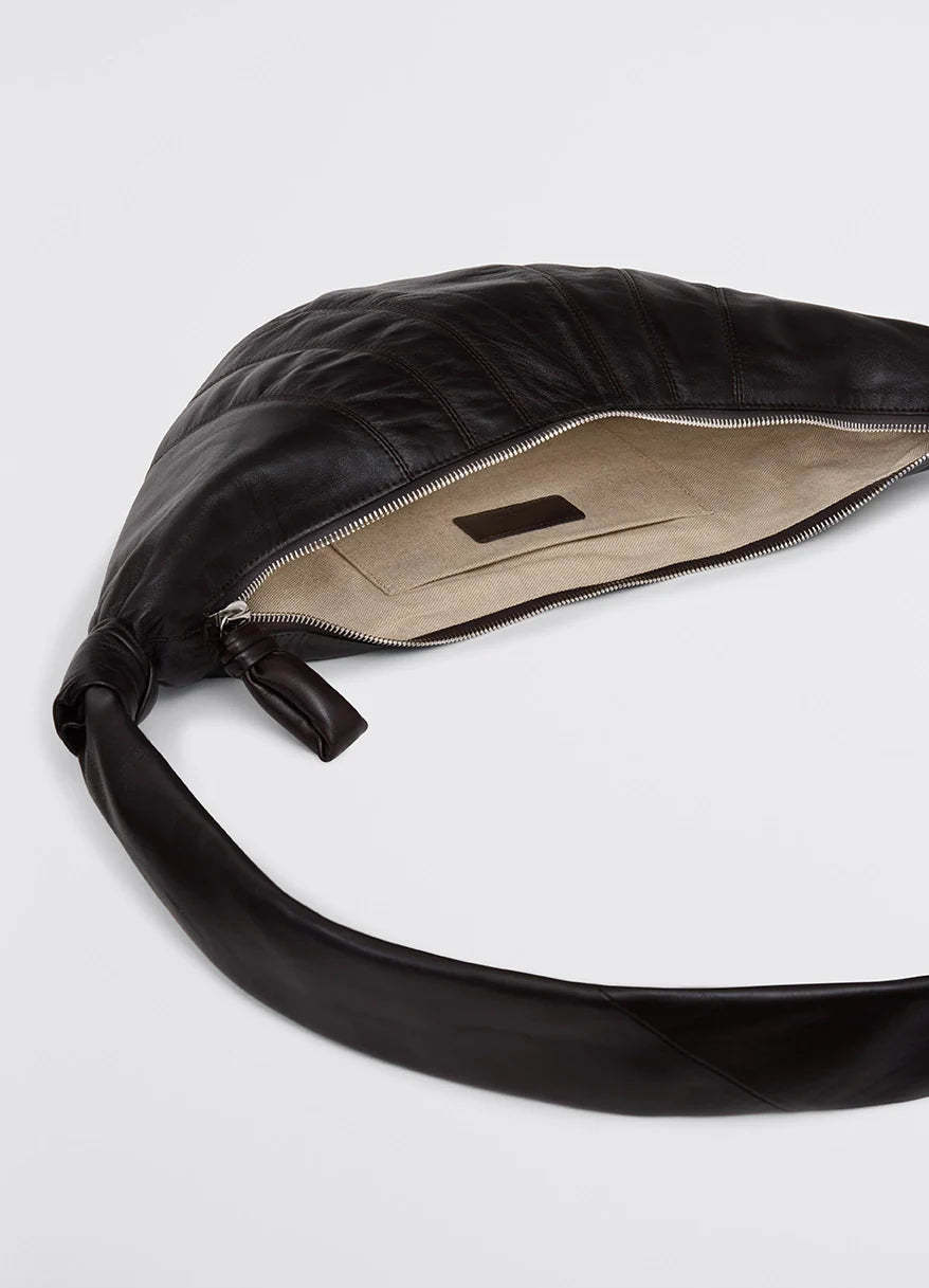 Lemaire Cross-body Bag With Adjustable Strap And Textured Finish In Black