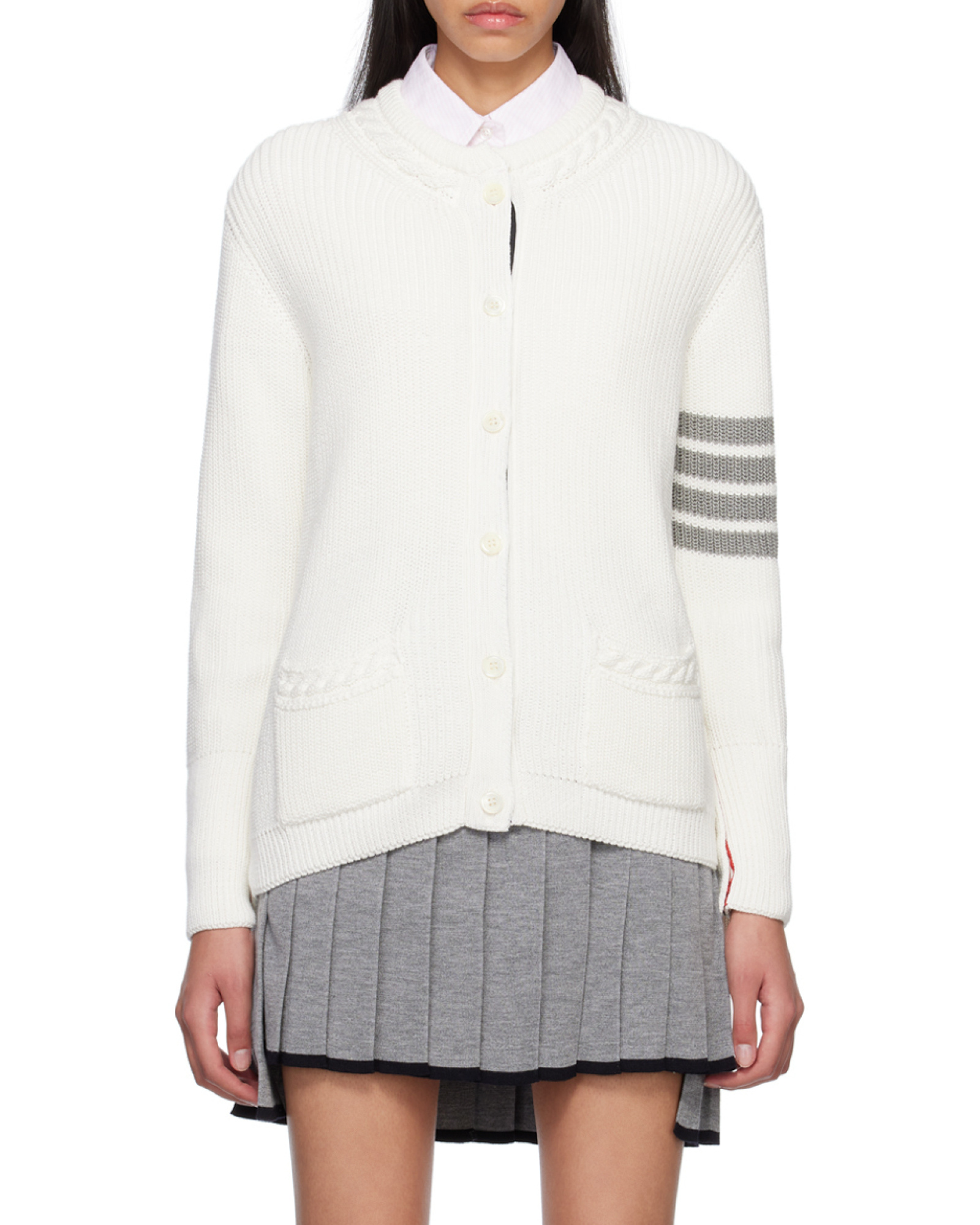 Thom Browne Striped Cable-knit Cardigan