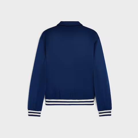 Celine Teddy Jacket In Double Face Jersey In Blue