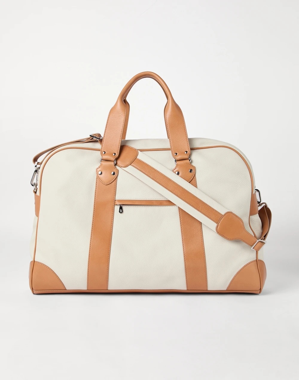 Brunello Cucinelli Grained Calfskin Street Bag In White