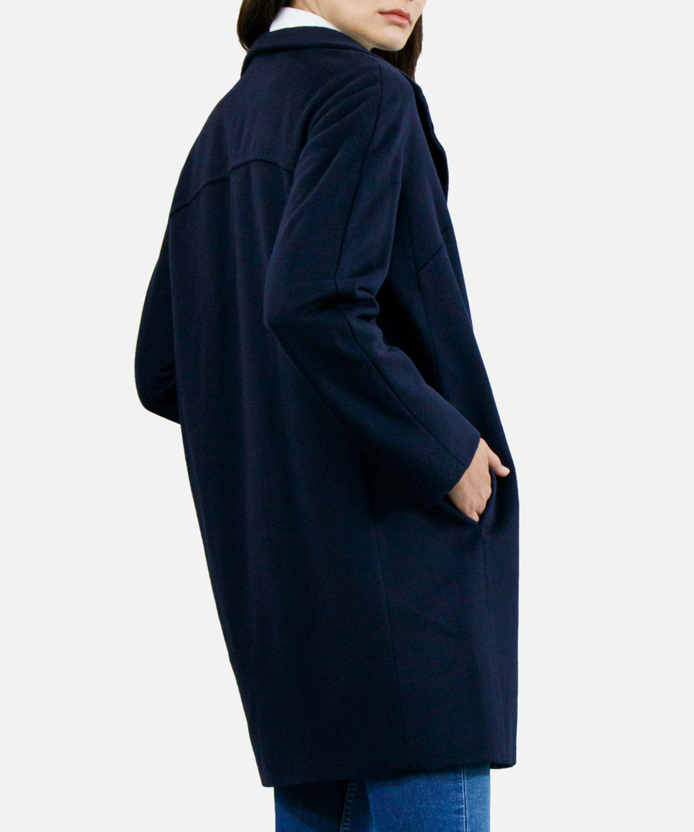 Max Mara Medium Length Overcoat In Blue