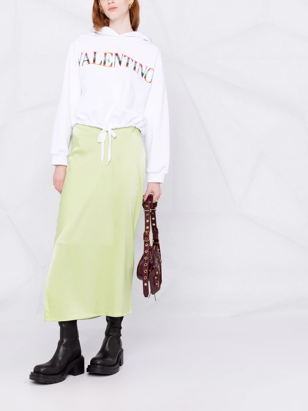 Valentino Logo Rope Hooded Sweater In White