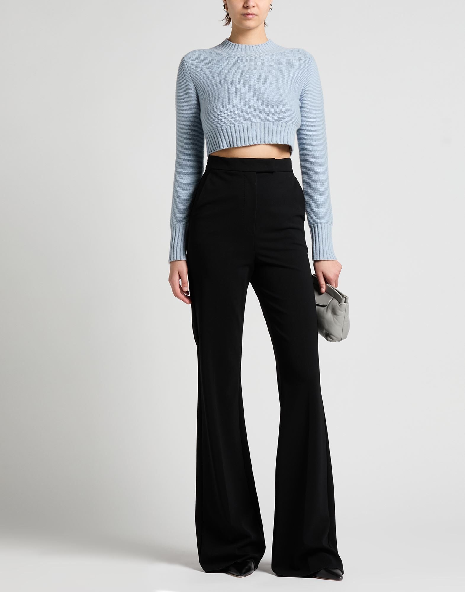 Max Mara Solid Color Flared Pants In Black