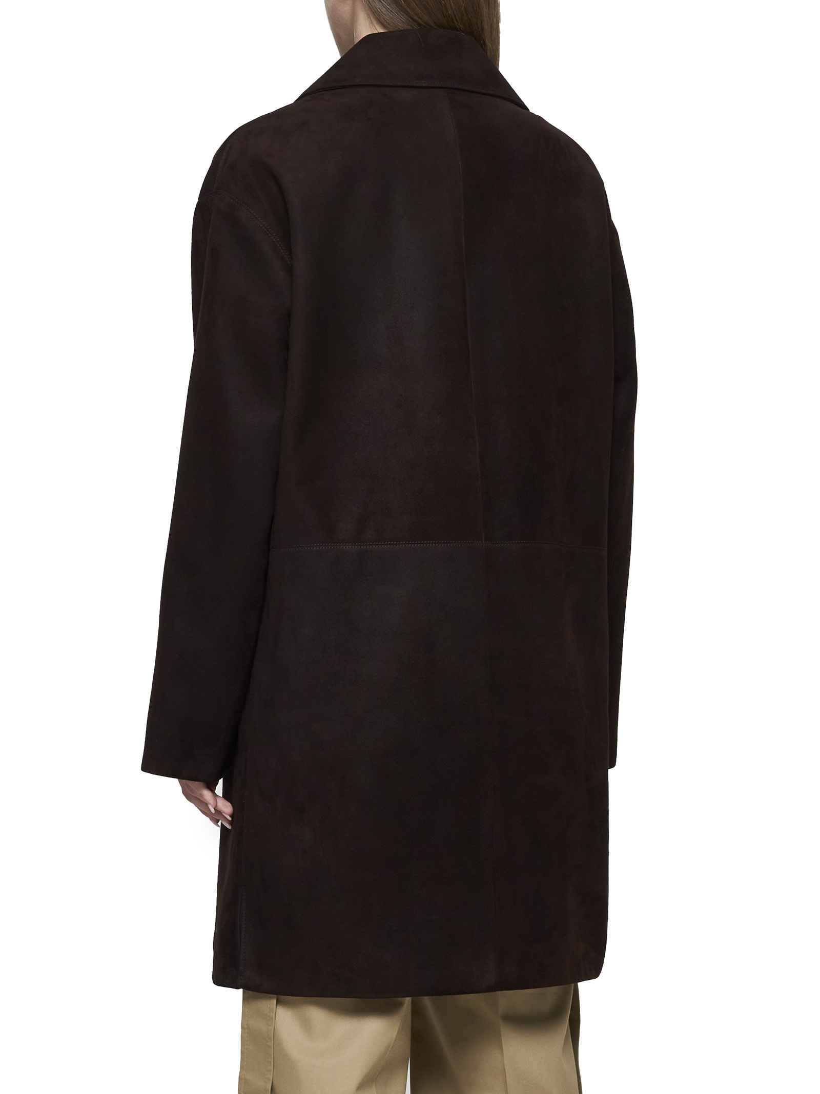 Prada Single-breasted Coat In Brown