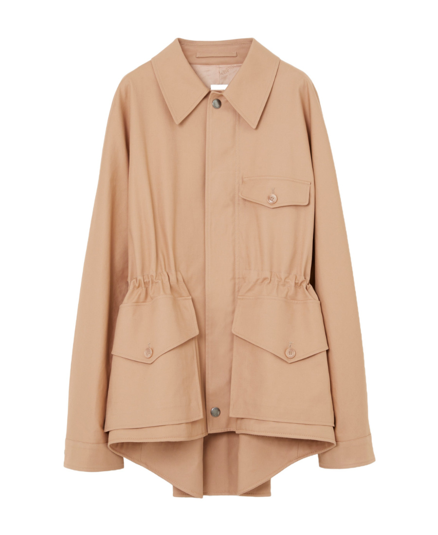 Burberry Front Press-stud Gabardine Jacket In Nude