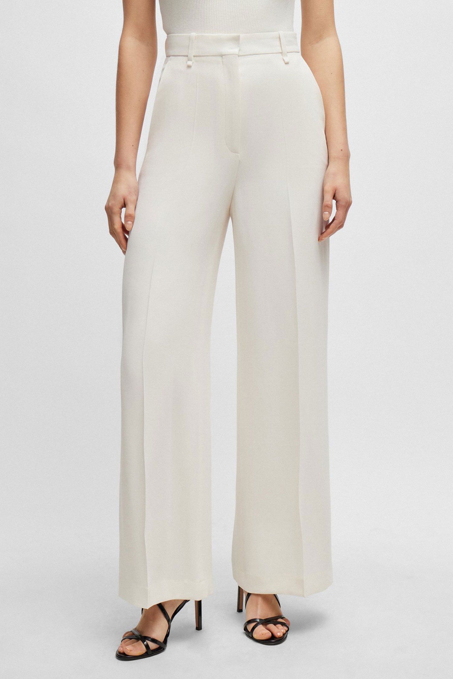 HUGO BOSS HIGH-WAIST CREPE PALAZZO PANTS