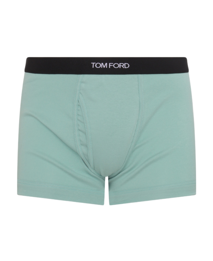 Tom Ford Logo-waistband Stretch-cotton Boxers In Green