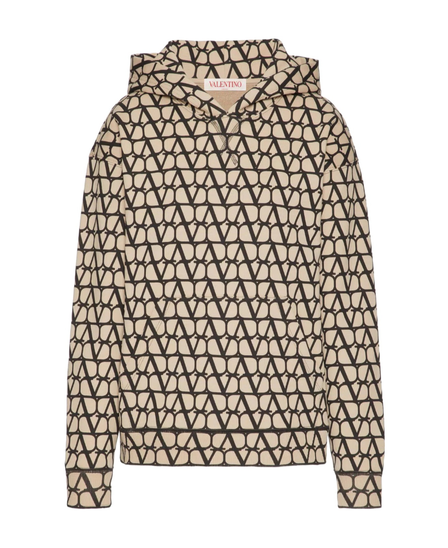 Valentino Toile Iconographe Hooded Sweatshirt In Nude