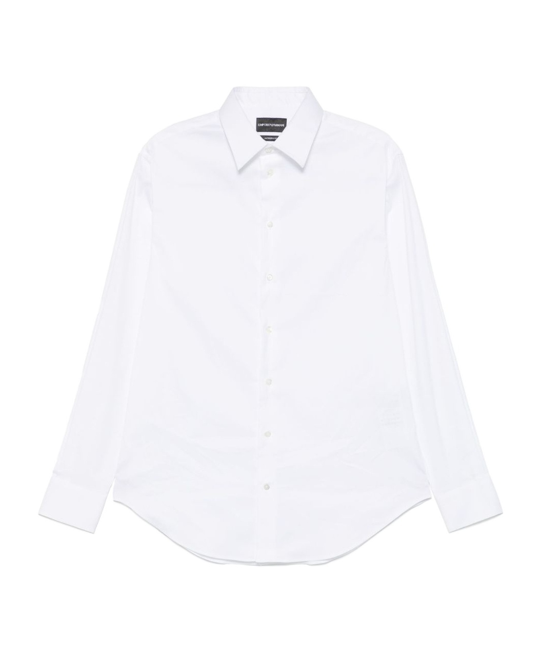 Emporio Armani Cotton Shirt With Button-down Collar And Curved Hem In White