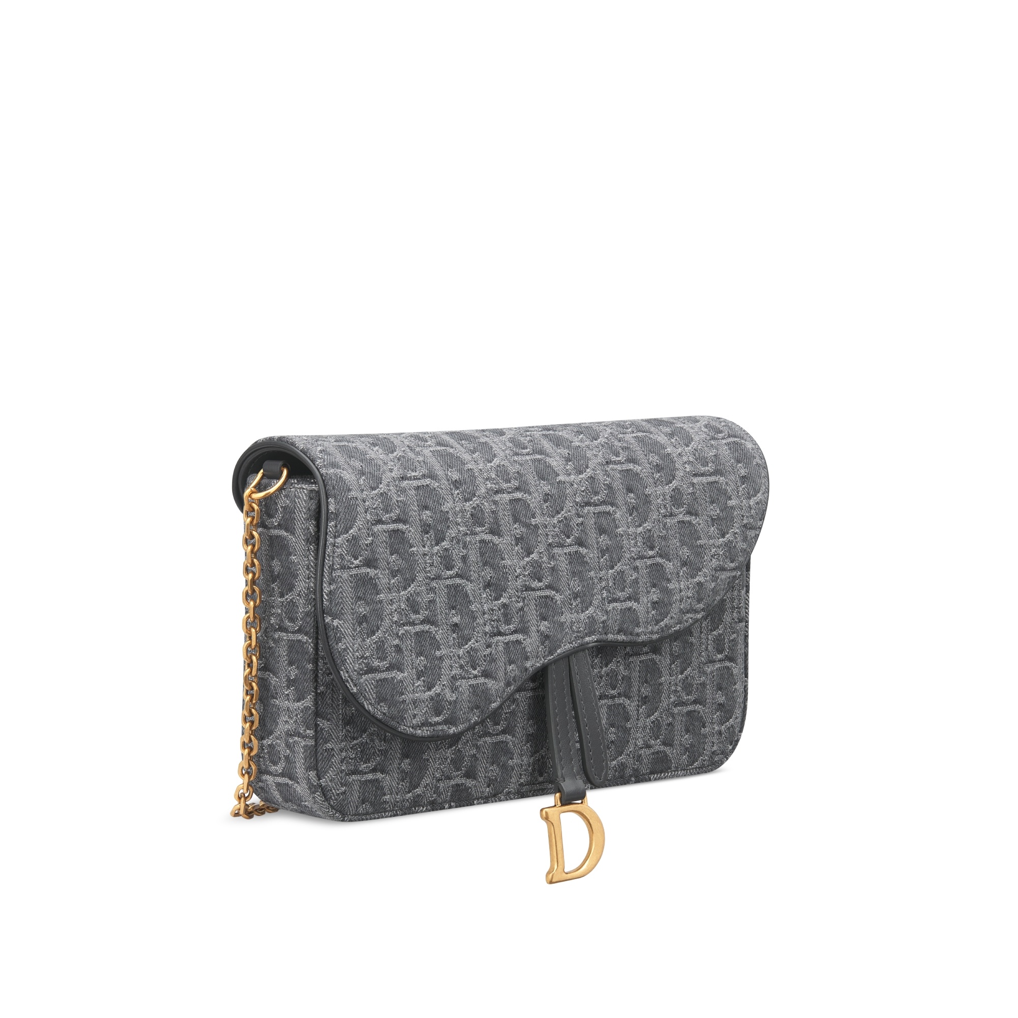 Dior Medium Saddle Pouch With Chain In Gray