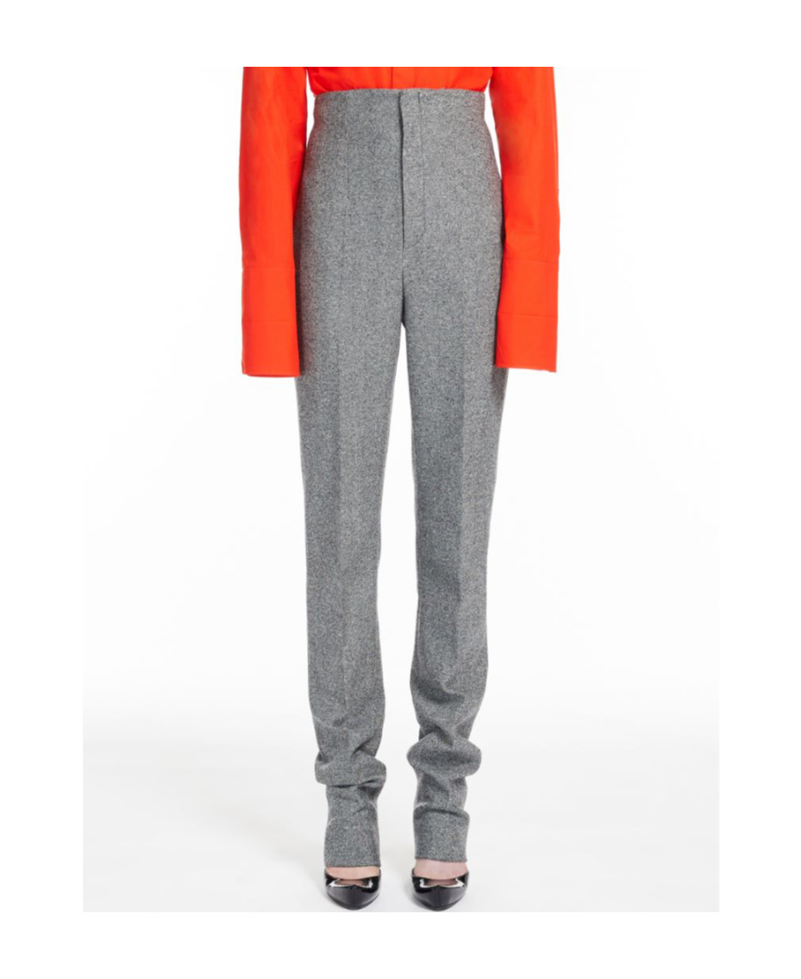 Sportmax Chevron-knit High-waisted Trousers In Gray