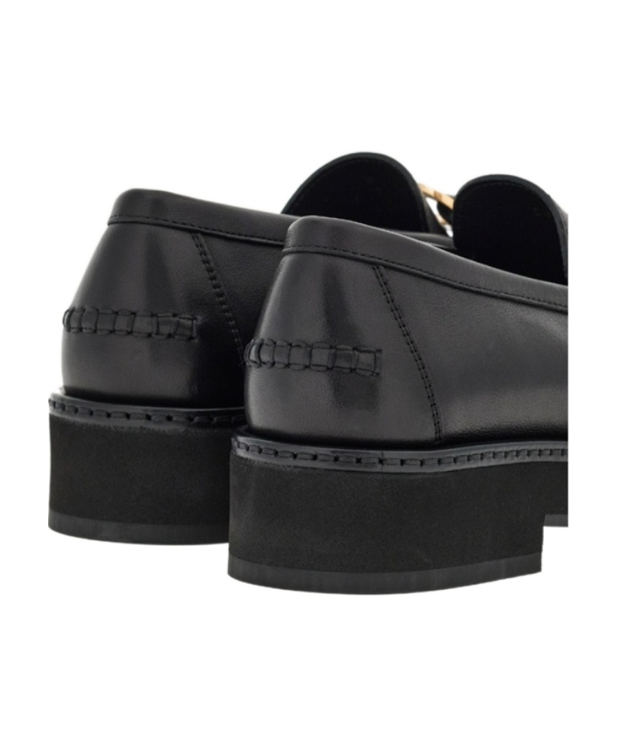 Ferragamo Brooke Loafers With Chunky Sole And Gold-tone Hardware In Black