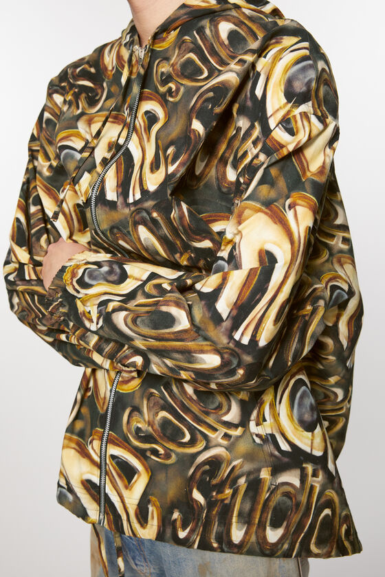 Shop Acne Studios Hooded Logo Jacket In Brown