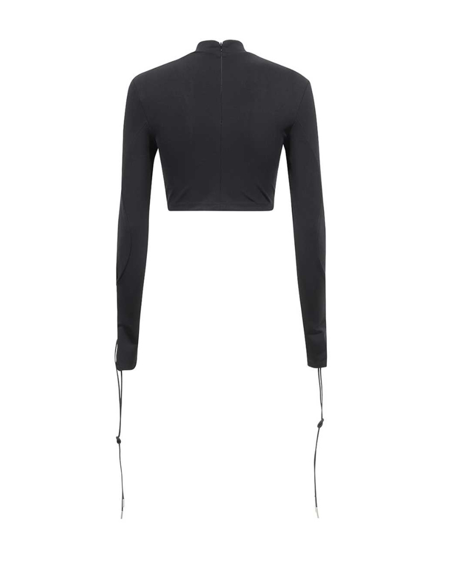 Off-white Laced Up Turtleneck Top In Black
