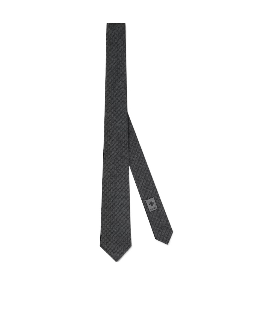 Gucci Interlocking G Silk-wool Tie In Black