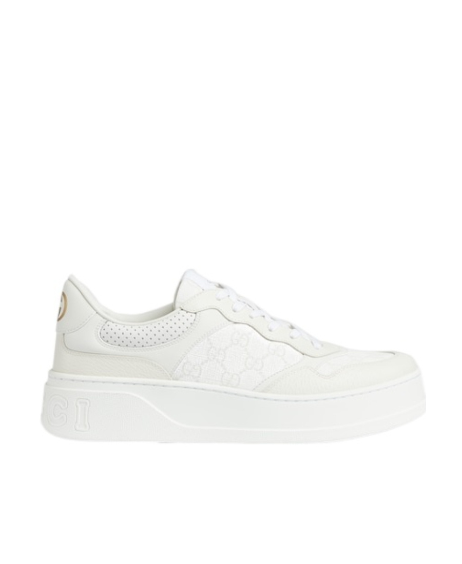 Gucci Gg Supreme-canvas 55mmm Leather Sneakers In White
