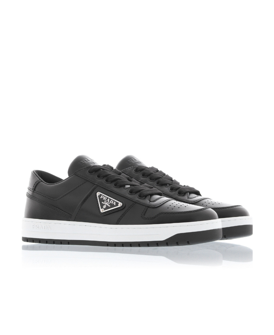 Prada Downtown Logo Low-top Sneakers In Black
