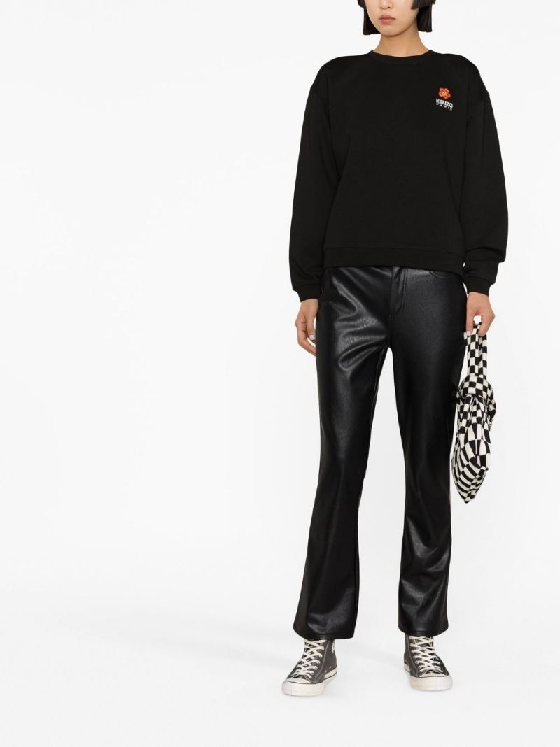 Kenzo Logo Embroidered Crewneck Sweatshirt In Black