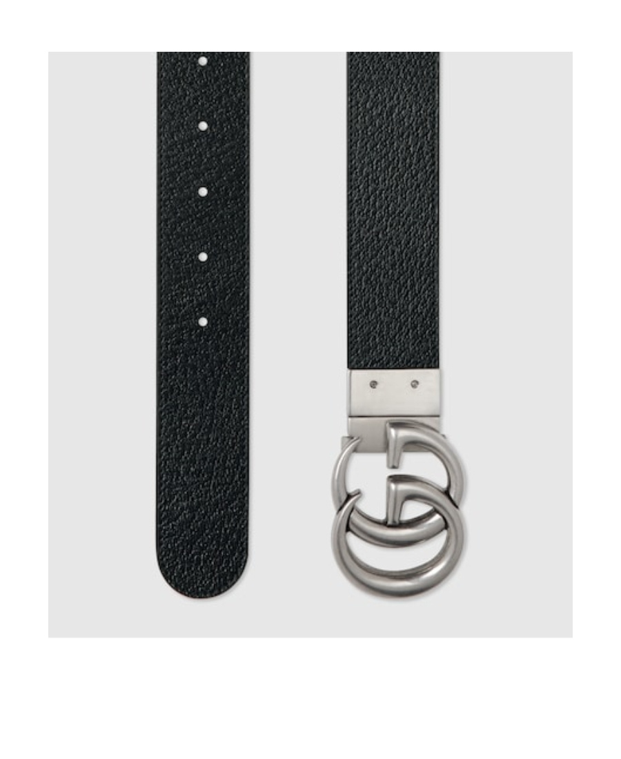 Gucci Marmont Double G Reversible Belt In Black