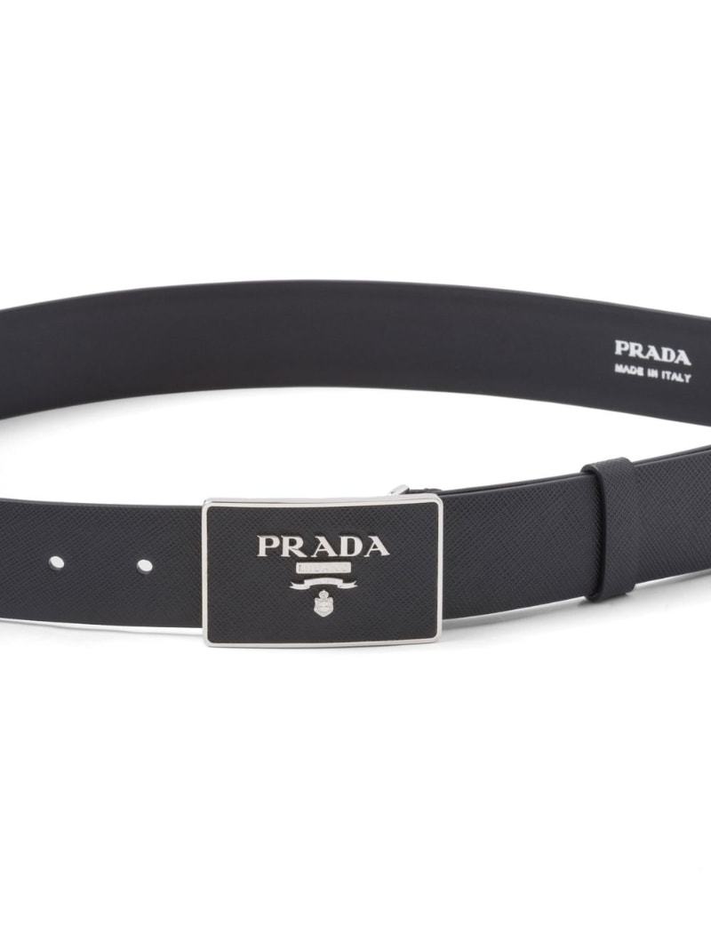 Prada Logo-buckle Leather Belt In Black