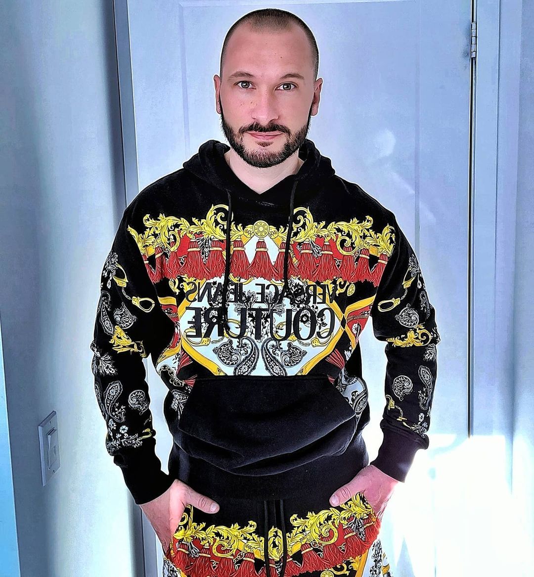Versace Jeans Baroque Printed Sweater In Black