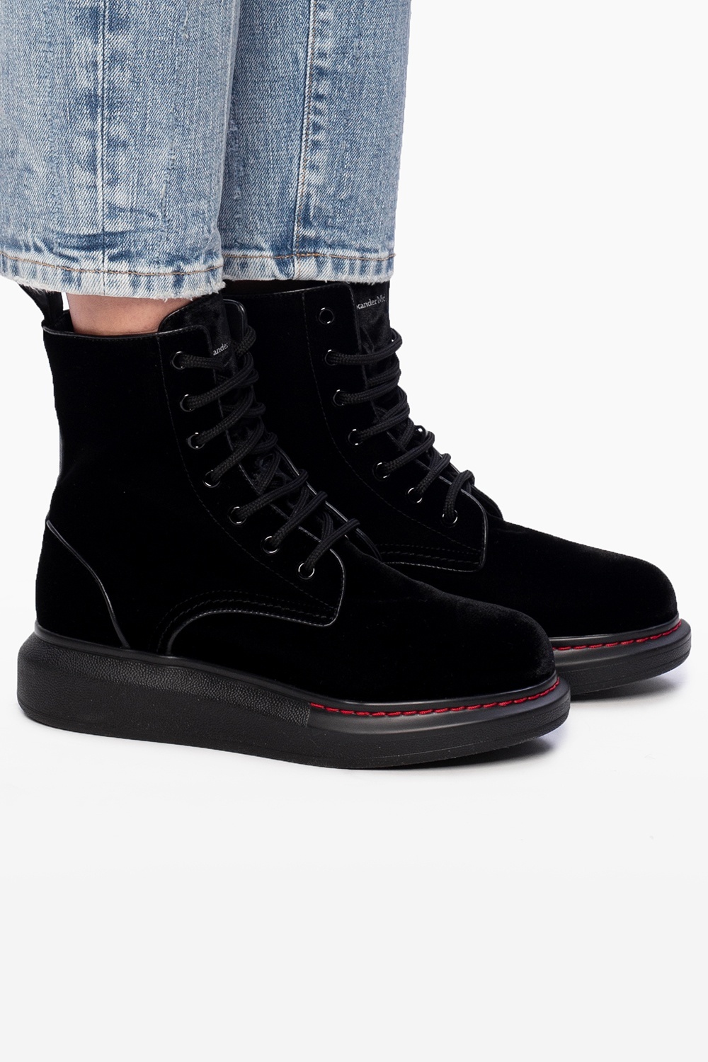 Alexander Mcqueen Oversized Sole Boots In Black