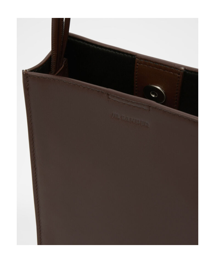 Jil Sander Small Logo Shoulder Bag In Brown