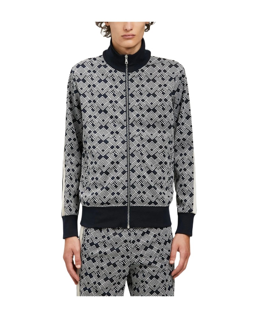 Palm Angels Stripe-jacquard Jersey Track Jacket In Gray