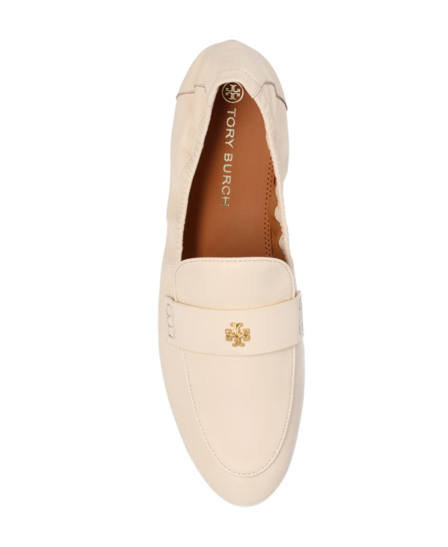 Shop Tory Burch Logo-plaque Loafers In Nude