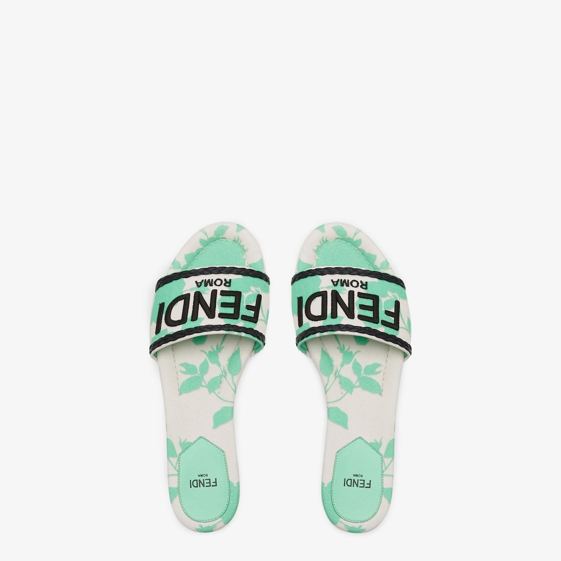 FENDI GREEN CANVAS SLIDES