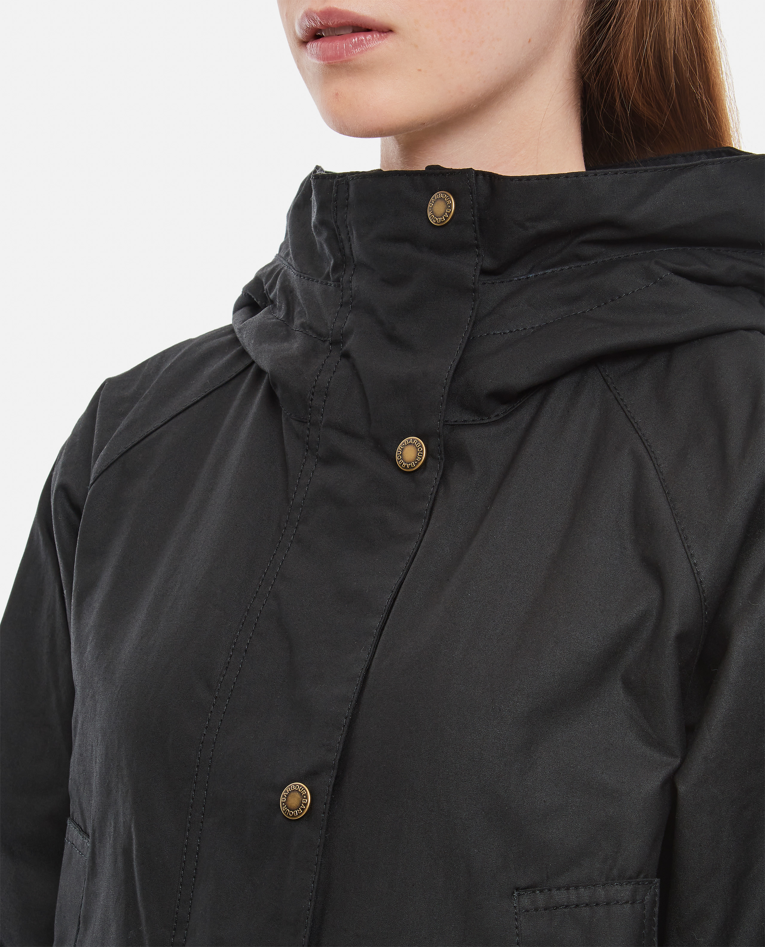 Barbour Press-stud Hooded Jacket In Black